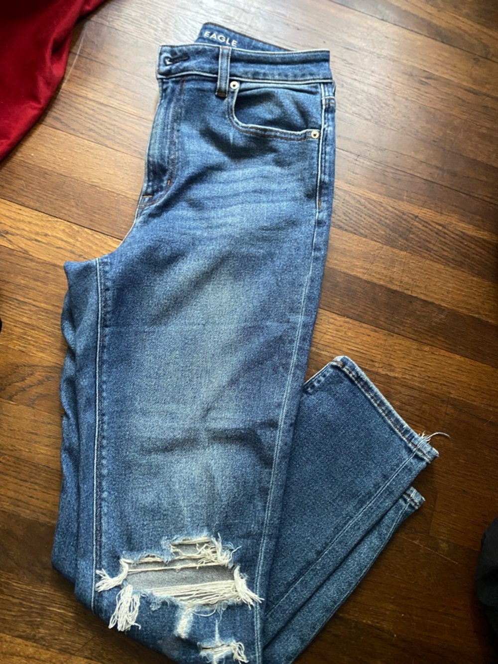 American Eagle Outfitters High Rise Distressed Blue Jeans